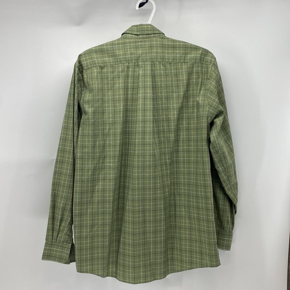 L.L. BEAN wrinkle resistant 100% cotton green yellow windowpane button down - Picture 7 of 7
